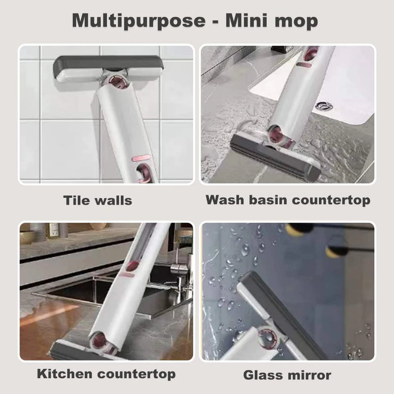 Mini Mop Esfregão Absorvente - Portátil, Auto-Squeeze, Multifuncional